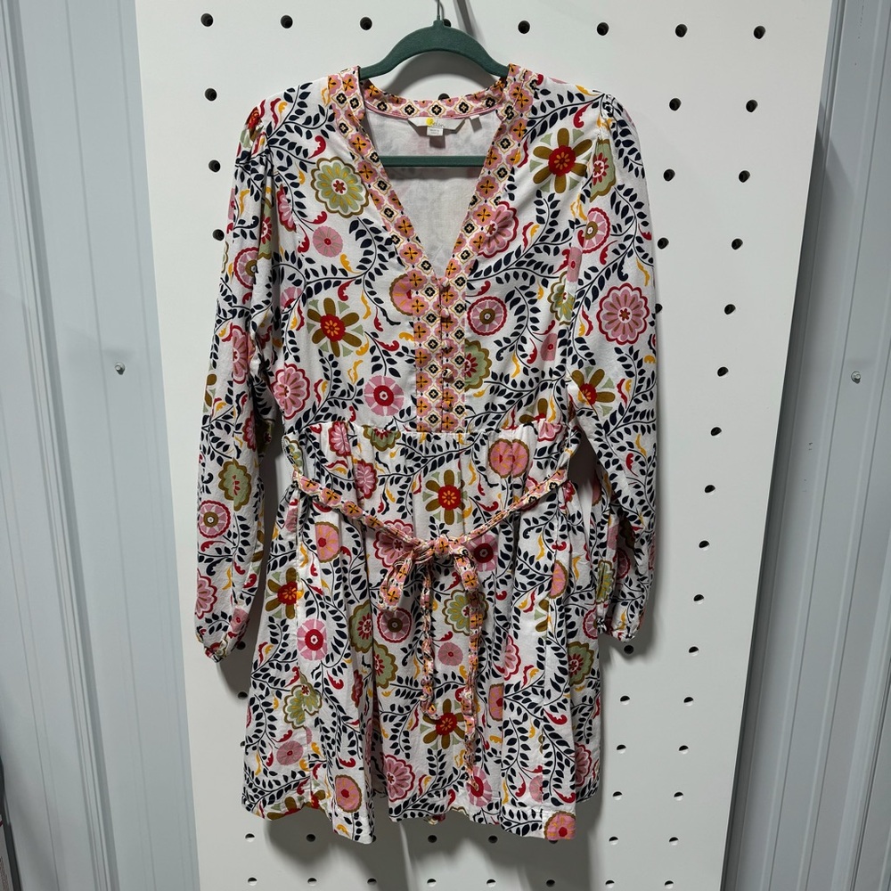 Boden Notch Neck Cotton Dress Ivory, Opulent Garden Size 8 - Picture 5 of 9